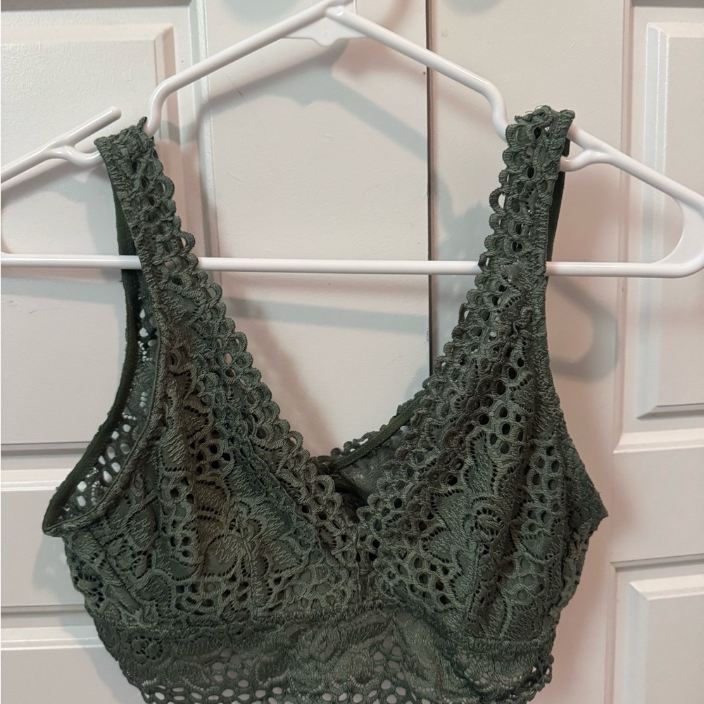 Aerie Lace Bralette in Deep Olive